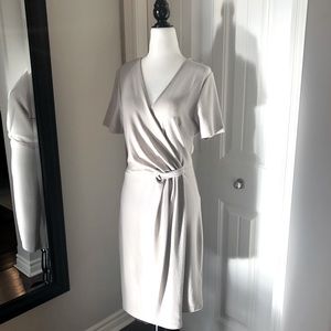 FAUX WRAP STRETCH CREPE DRESS SELECTED FEMALE MED